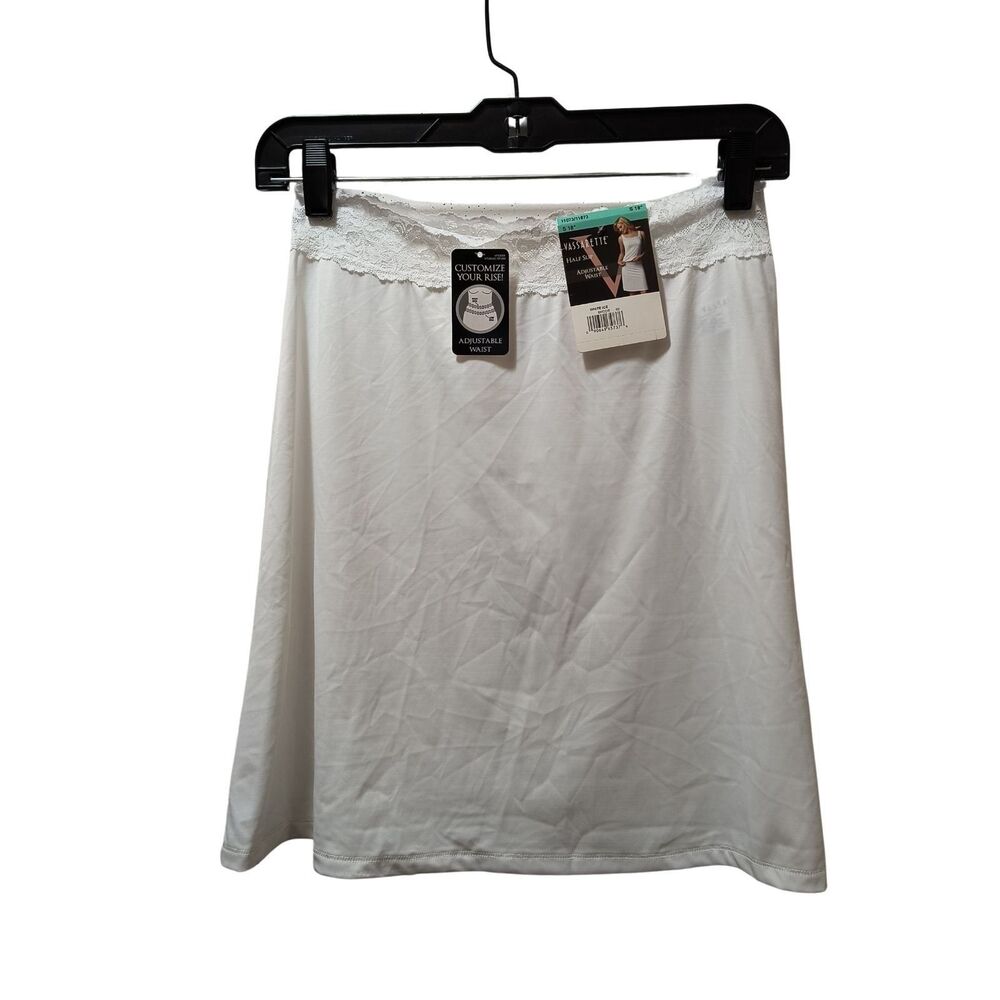 Vassarette Half Slip Small 18” White Adjustable Waist Lace Trim NWT *FLAWED*